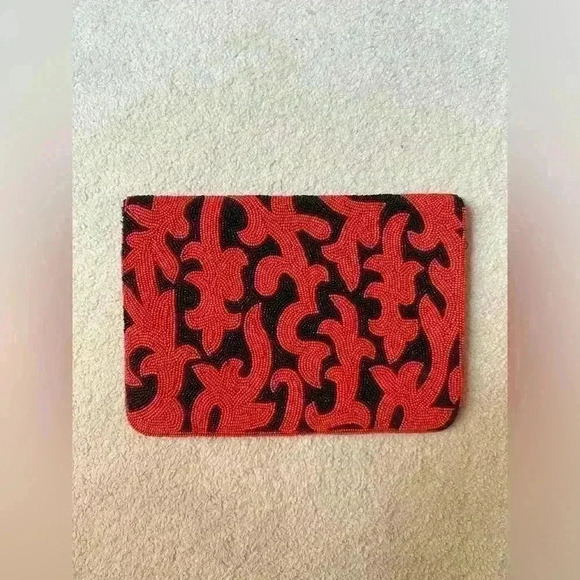 Akita Beaded Envelope Clutch in Orange and Black Pattern - Picture 4 of 4